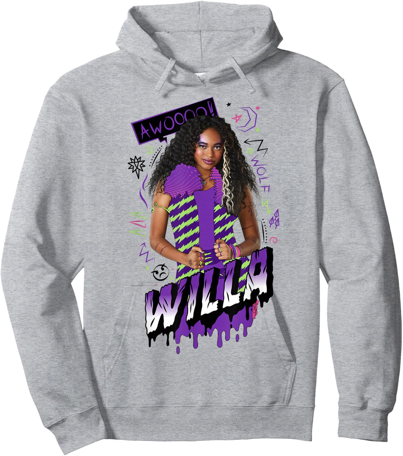 Disney Zombies Willa Wolf Retro Paint Drip Poster Hoodie - Hoodie | Ash