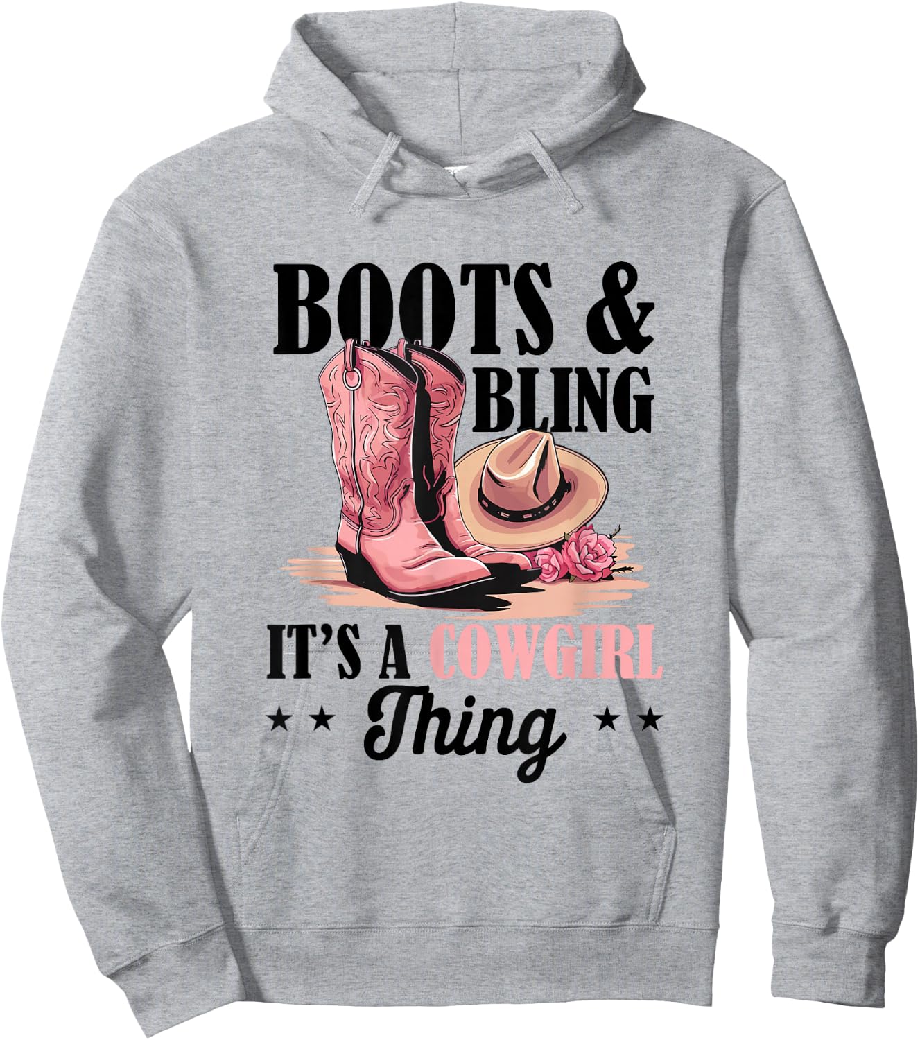 Rodeo Western Country Southern Cowgirl hat - Boots & Bling Hoodie - Hoodie | Ash