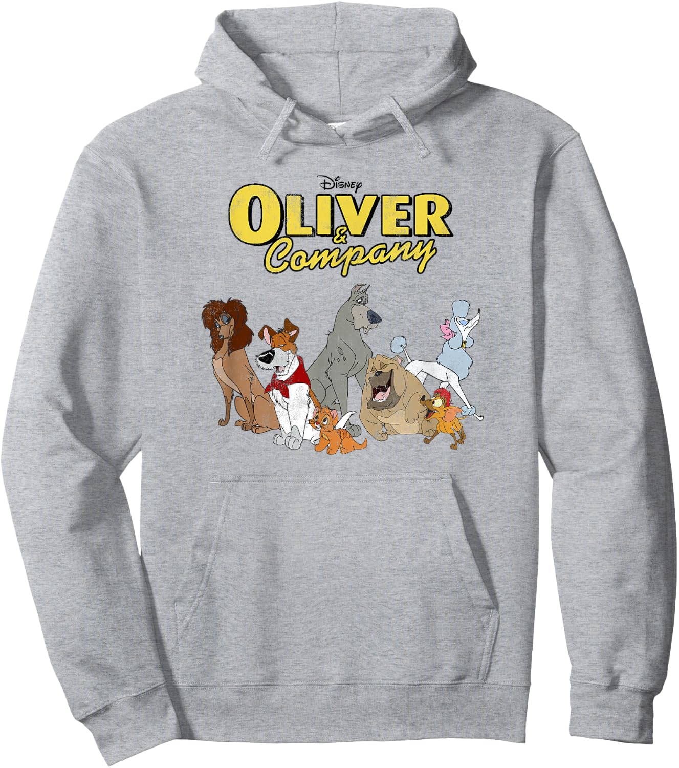 Disney Oliver & Company Group Shot Dog Gang Logo Hoodie - Hoodie | Ash