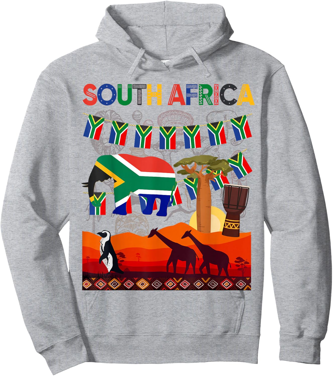 South Africa Ideas Kids With Elephant & South African Flag Hoodie - Hoodie | Ash