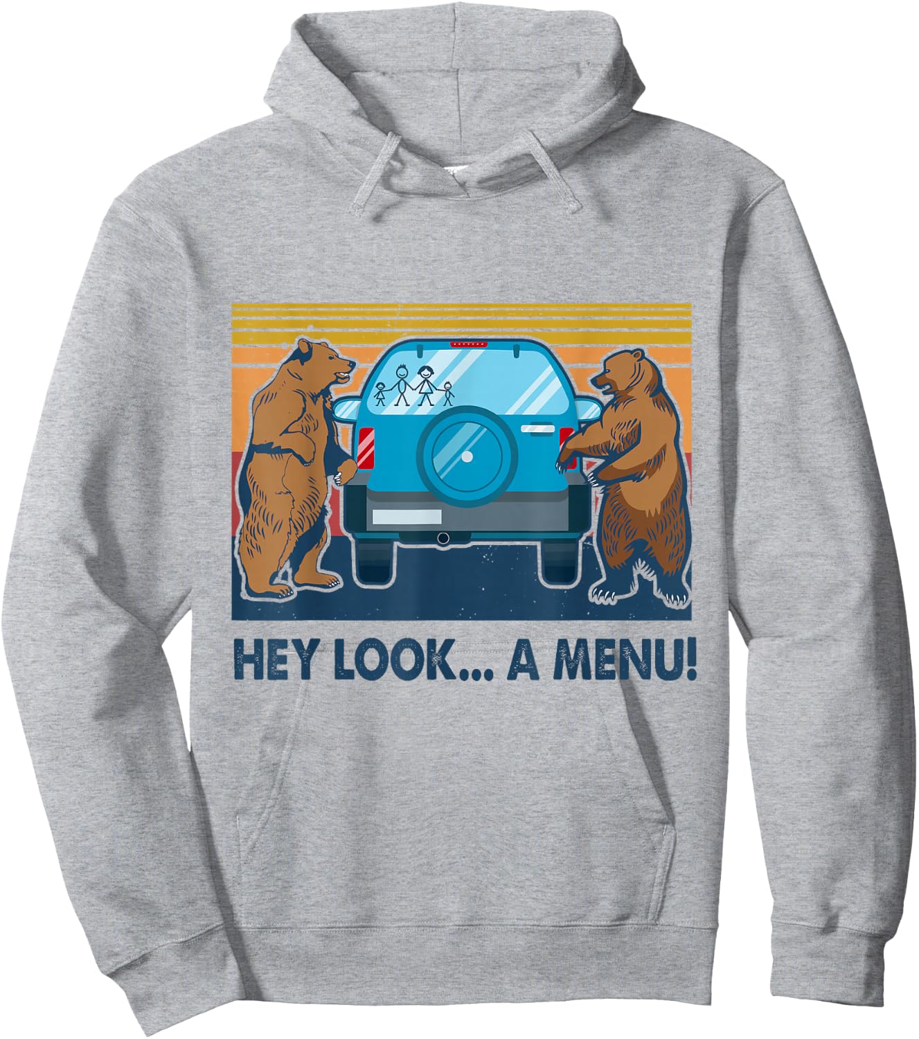 Hey Look A Menu Vintage Camping Camper Hiking Bear Outdoor Hoodie - Hoodie | Ash