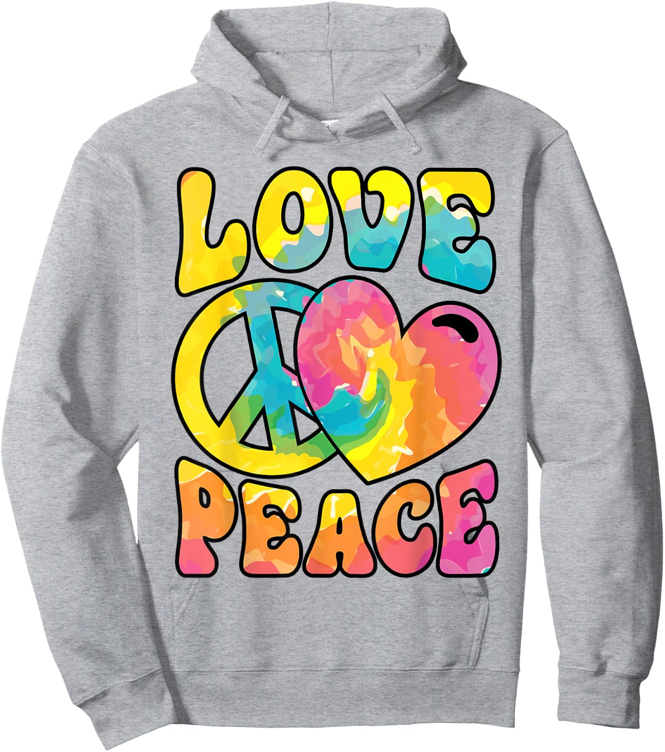 Hippie Women Men Love Peace Sign Heart Tie Dye Retro Groovy Hoodie - Hoodie | Ash