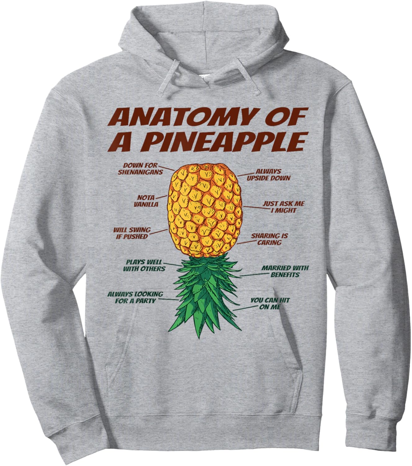 Anatomy Of A Pineapple - Upside Down Pineapple Swinger Hoodie - Hoodie | Ash