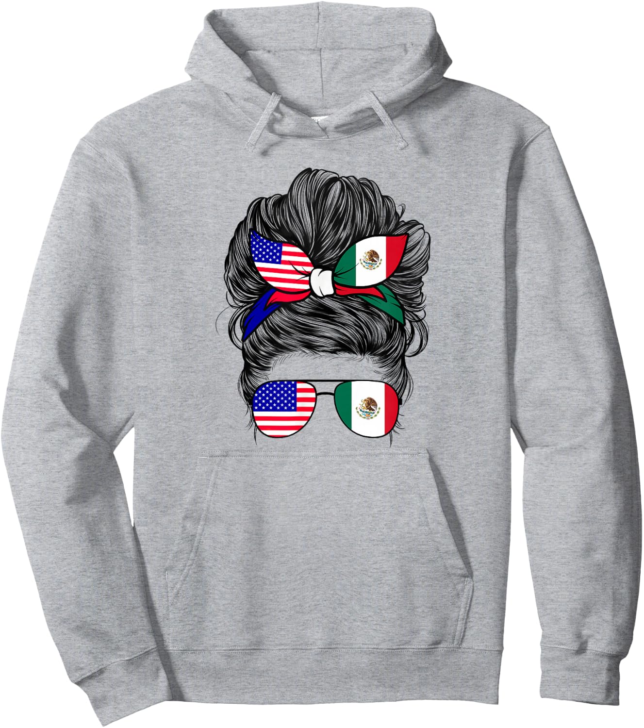 Half American And Mexican Mexico America Flag Girl Hoodie - Hoodie | Ash