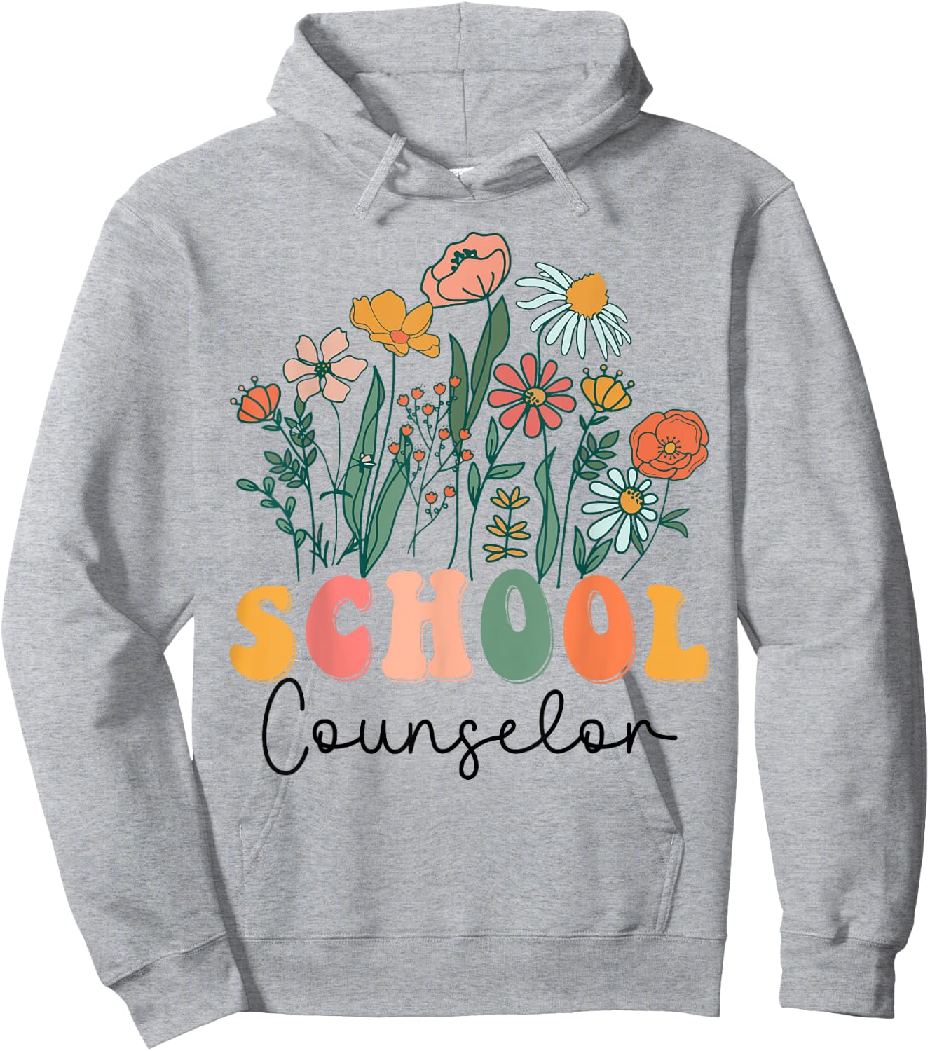 Groovy Wildflower School Counselor Hoodie - Hoodie | Ash