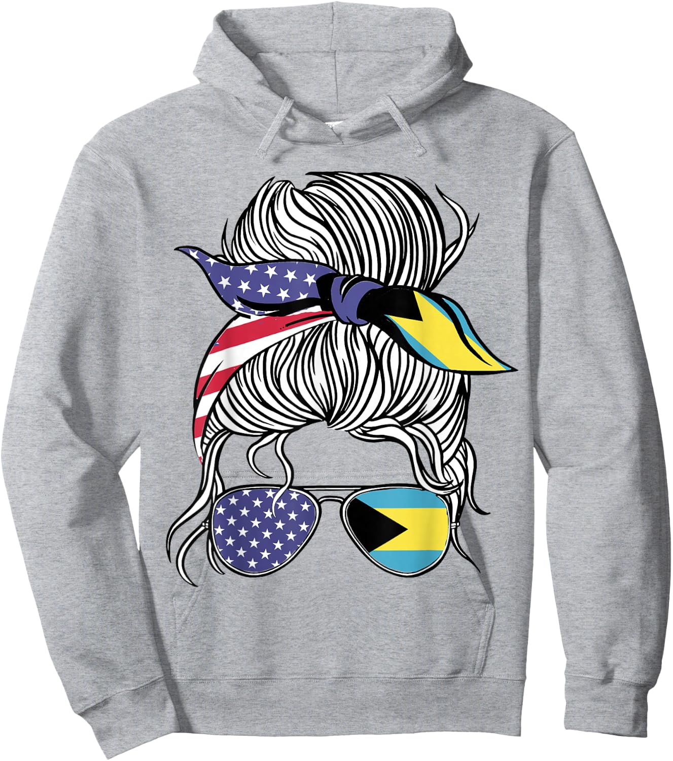 Bahamian American Patriot Grown Proud Women Girl Flag Hoodie - Hoodie | Ash