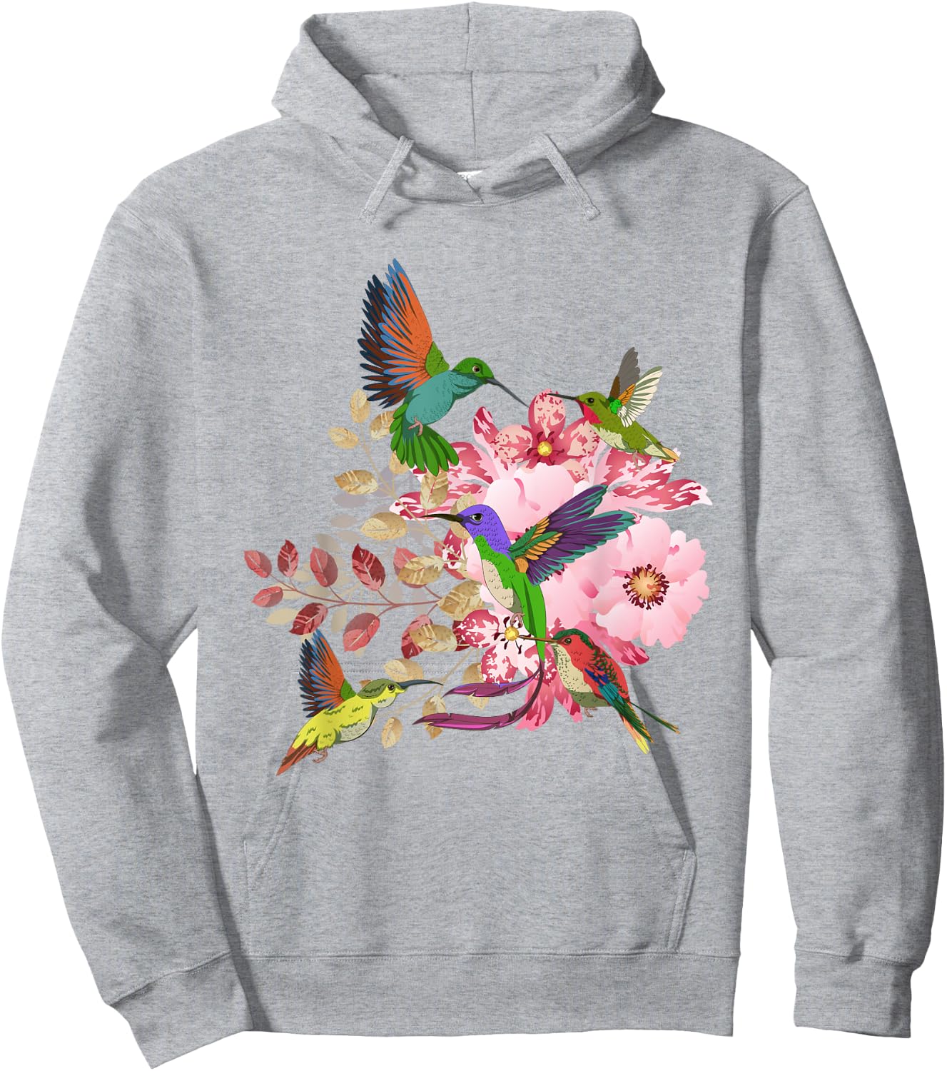 Flowers Hummingbird Floral Bird Animal Vintage Hummingbird Hoodie - Hoodie | Ash