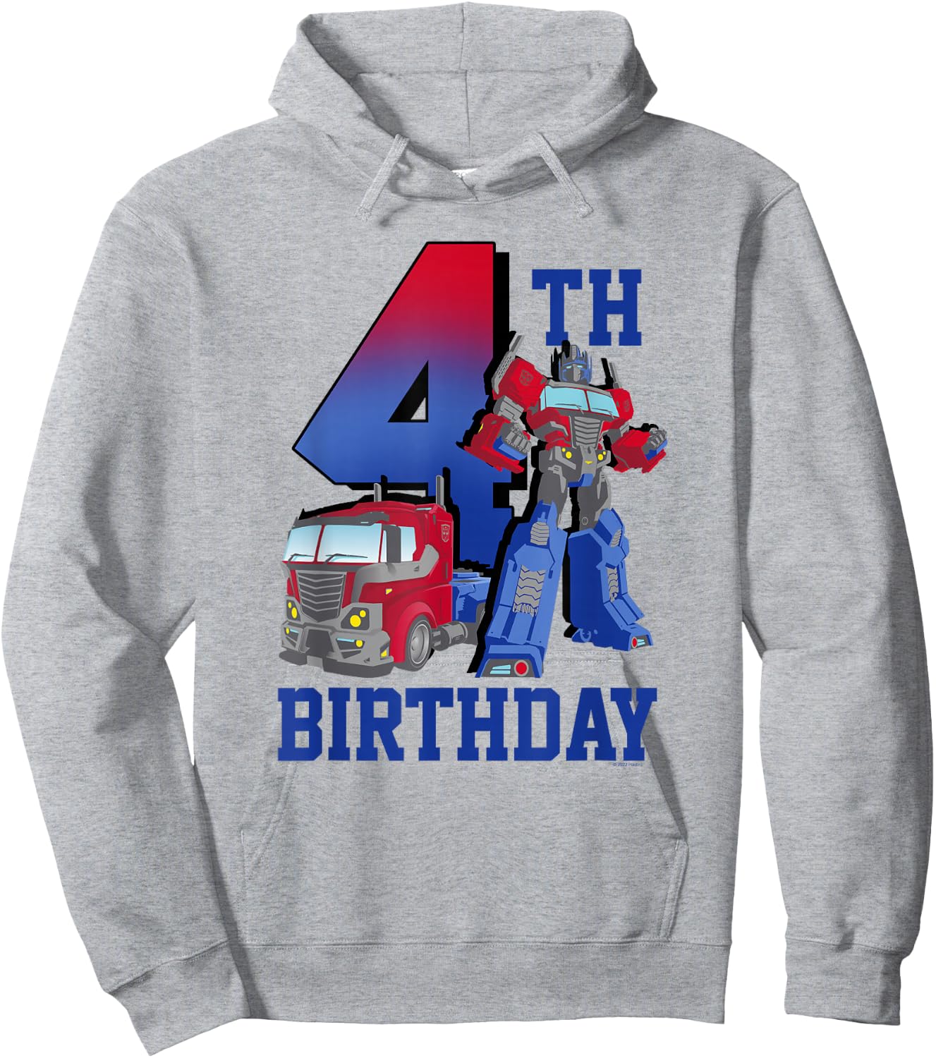 Transformers Optimus Prime 4th Birthday Gradient Fill Poster Hoodie - Hoodie | Ash