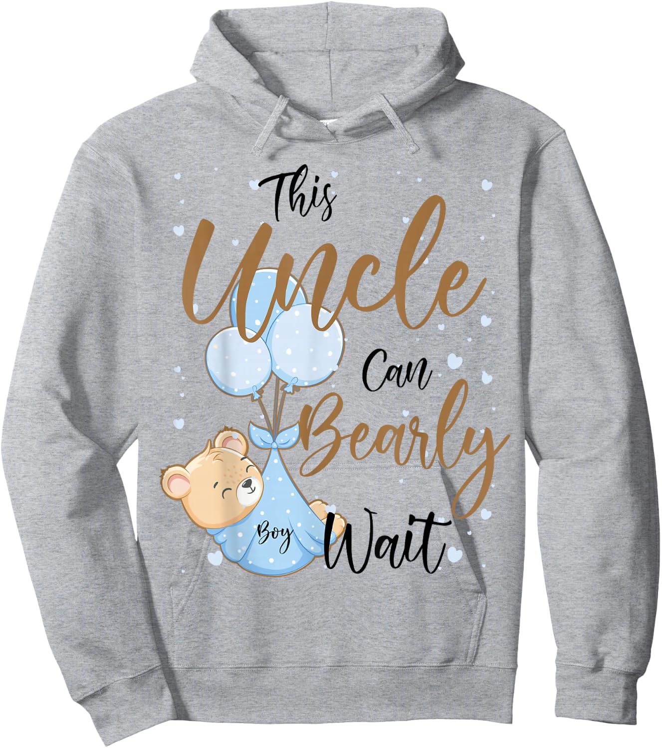 Baby Bear Baby Shower Theme Uncle Bearly Wait Baby Boy Hoodie - Hoodie | Ash