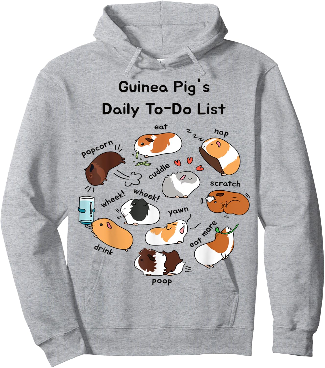 Guinea Pig Daily To-Do List Funny Cute Guinea Pig Lover Hoodie - Hoodie | Ash