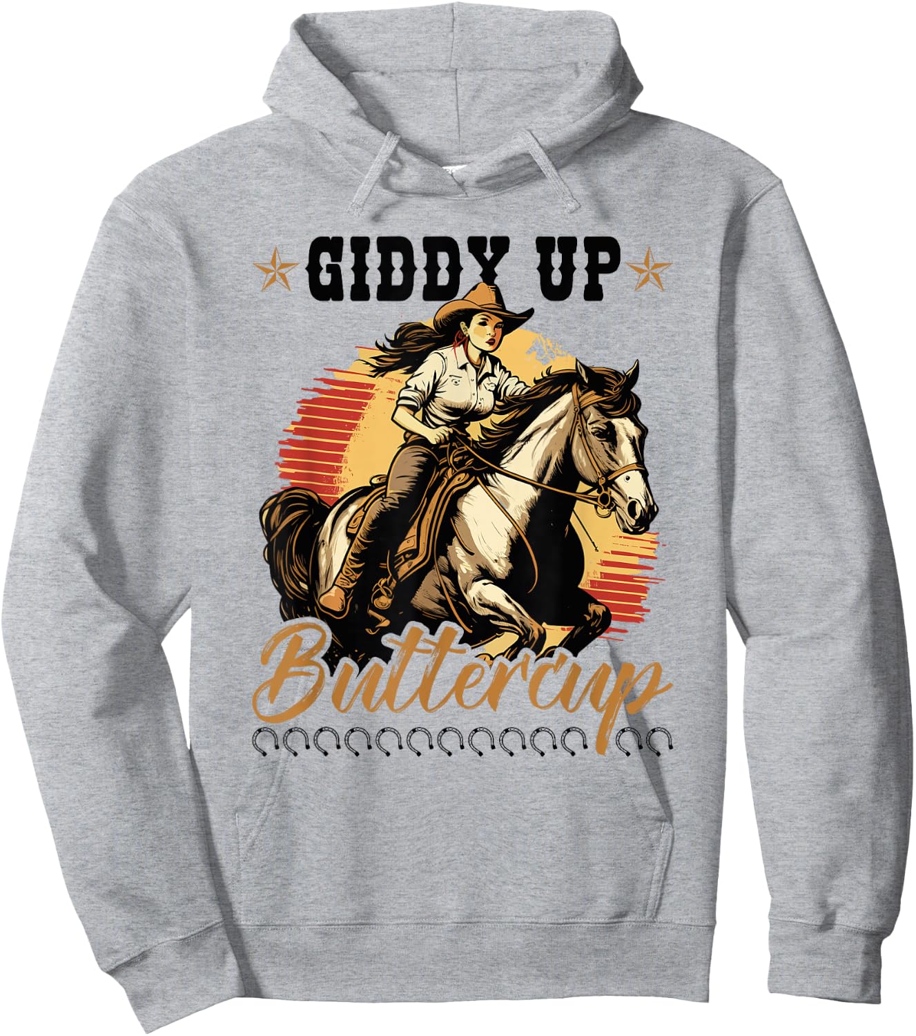 Country Giddy Up Buttercup, Bronc Horse Riding Cowgirl Hoodie - Hoodie | Ash