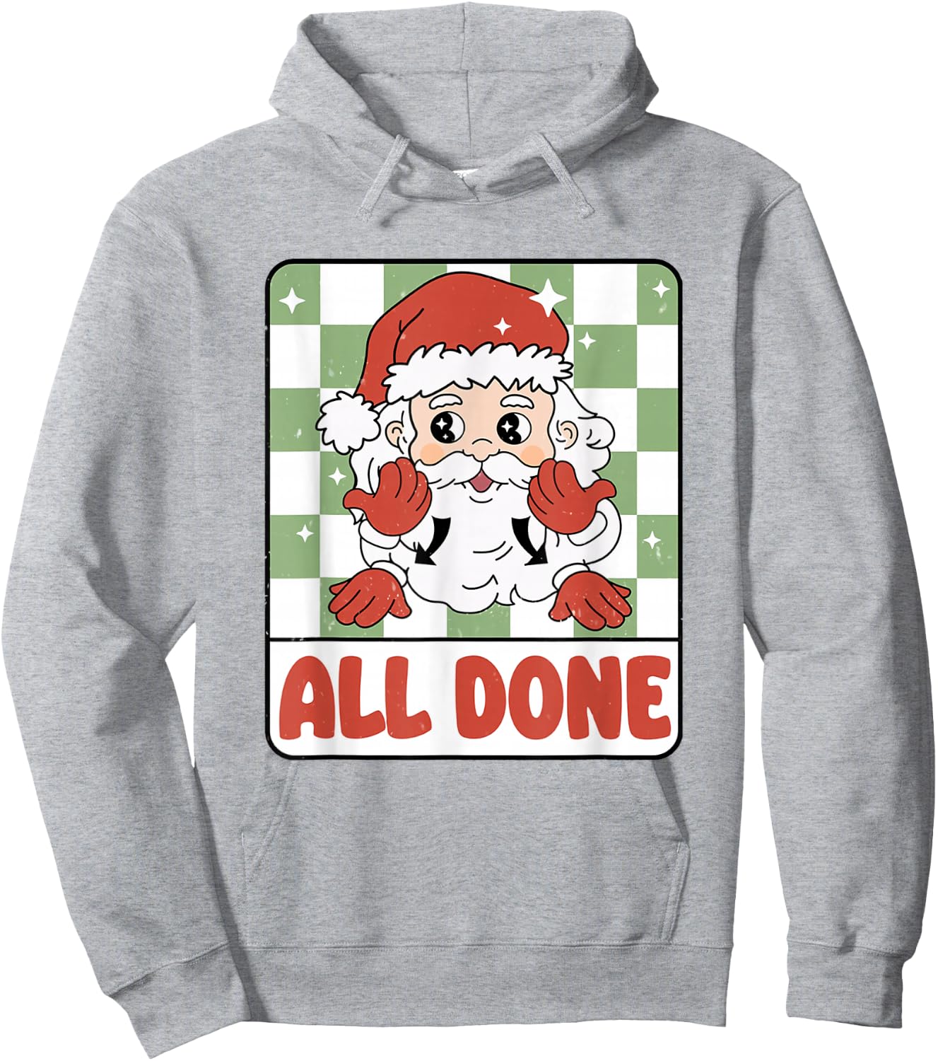 Retro Speech Therapy Christmas SLP All Done Sign Language Hoodie - Hoodie | Ash