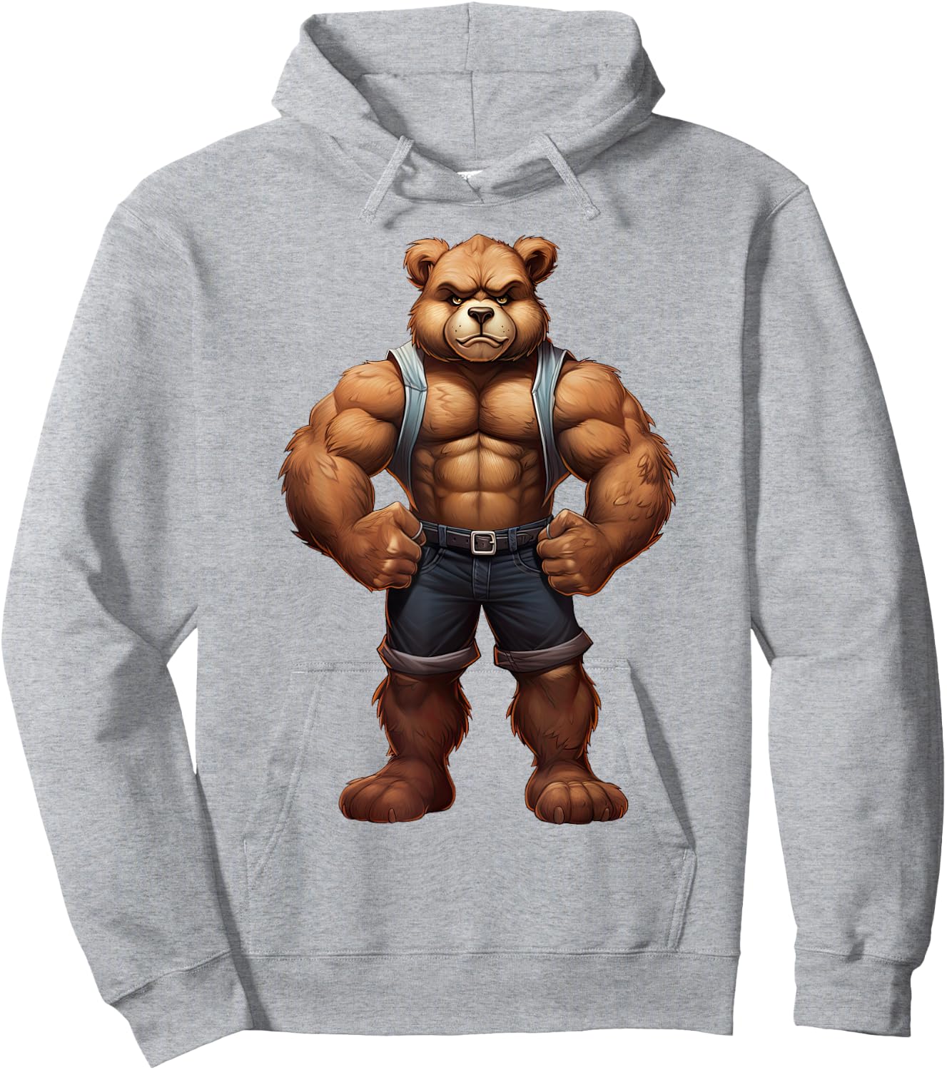 Teddy Bear Bodybuilder Muscular Body Gym Fitness Hoodie - Hoodie | Ash