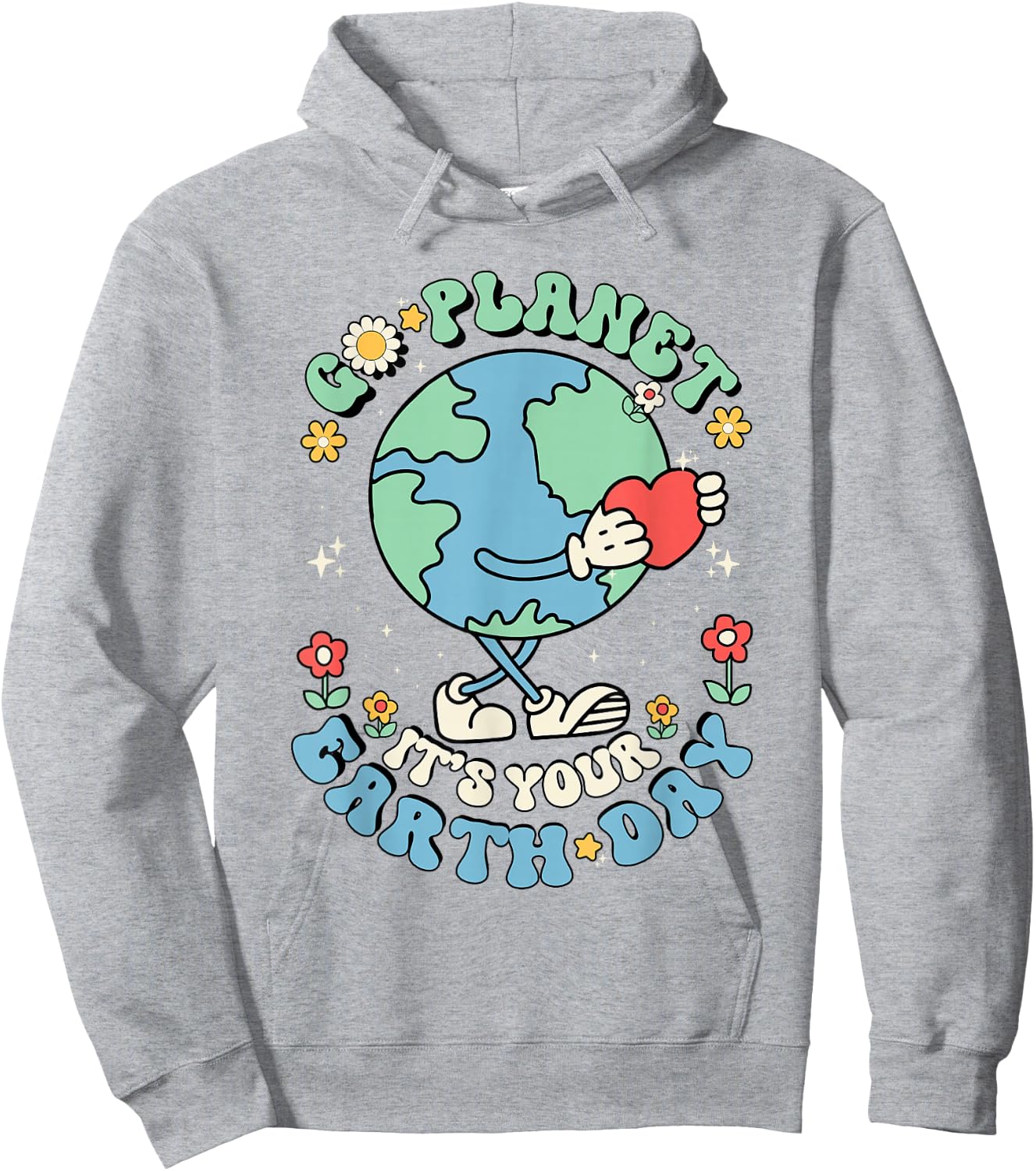 Cute Go Planet Its Your Earth Day 2026 Teacher Kids Groovy Hoodie - Hoodie | Ash