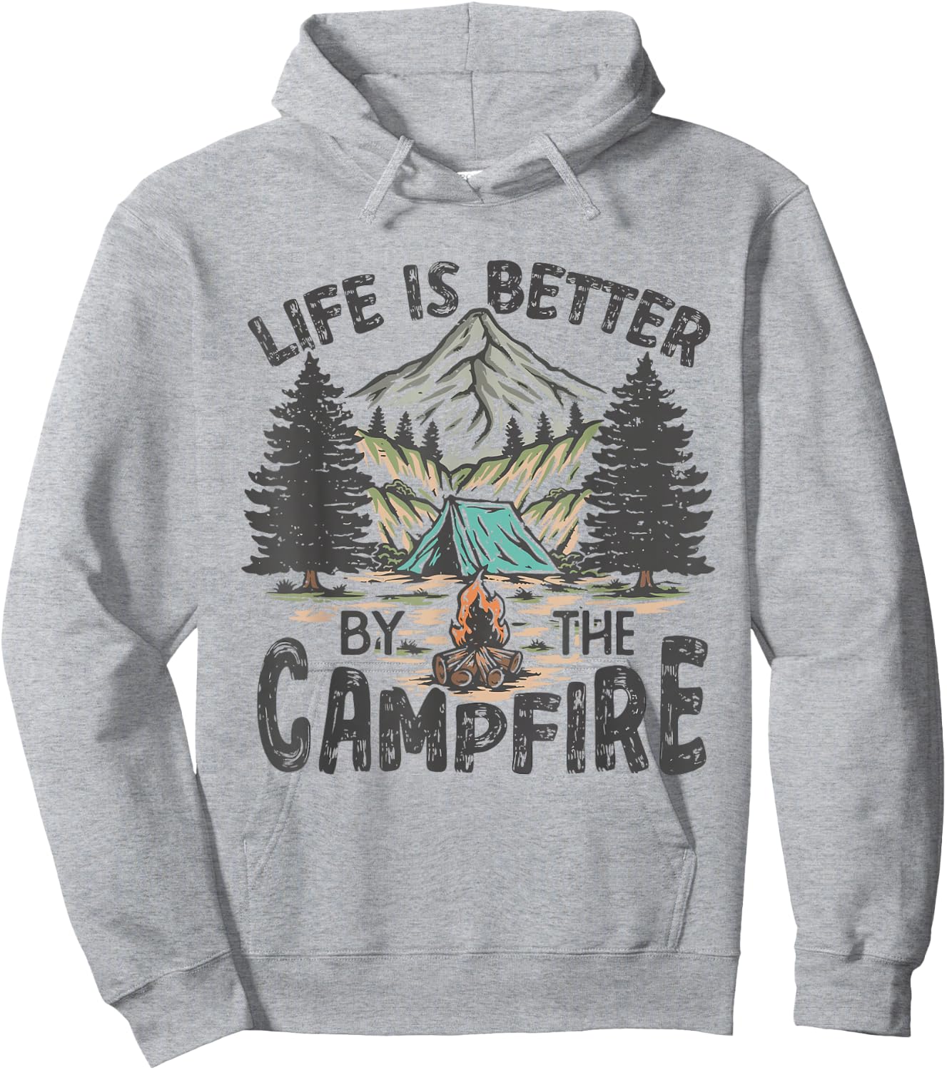 Vintage Retro Life is Better Around The Campfire Camping Hoodie - Hoodie | Ash