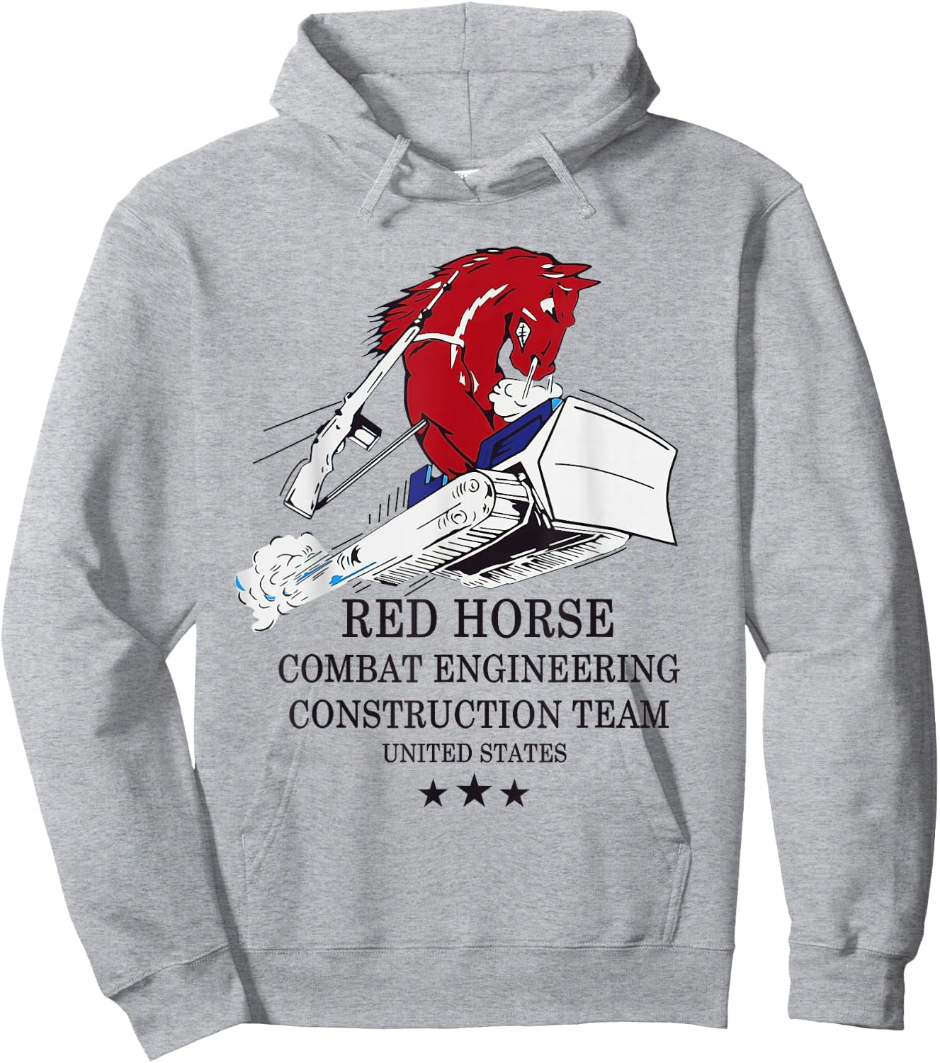 RED Horse Combat Engineer US Military Hoodie - Hoodie | Ash