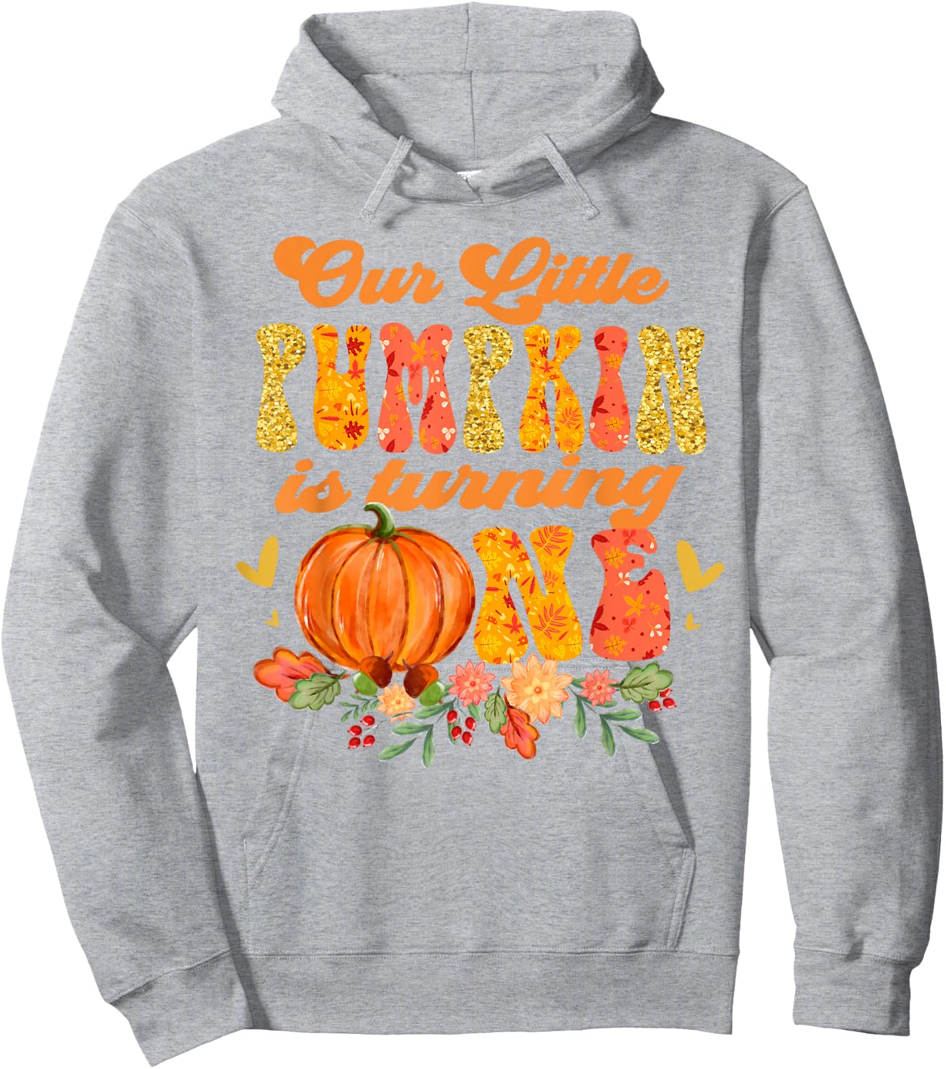 Our Little Pumpkin is Turning One First 1st Birthday Girl Hoodie - Hoodie | Ash