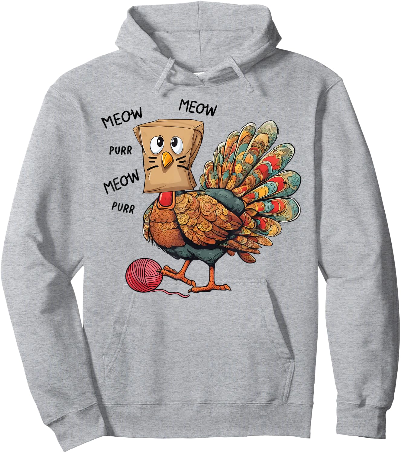 Thanksgiving Turkey Meow I'm a Cat Funny Thanksgiving Women Girls Kids Hoodie - Hoodie | Ash