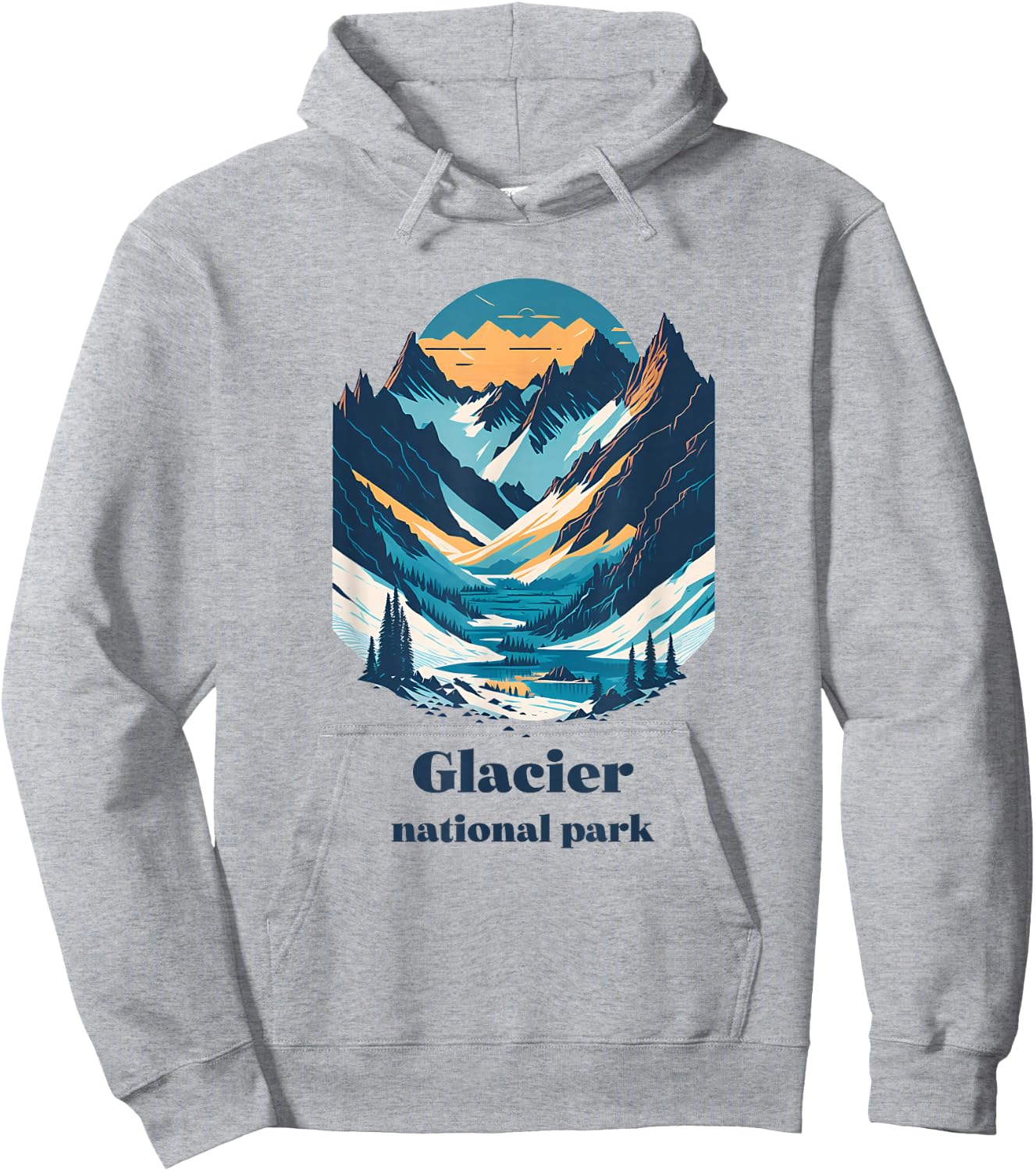Glacier National Park Montana Cool Retro Style Hoodie - Hoodie | Ash