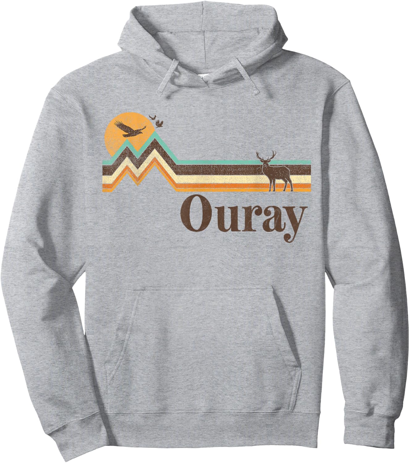 Ouray Colorado 70s 80s Retro Vintage Men Women Distressed Hoodie - Hoodie | Ash