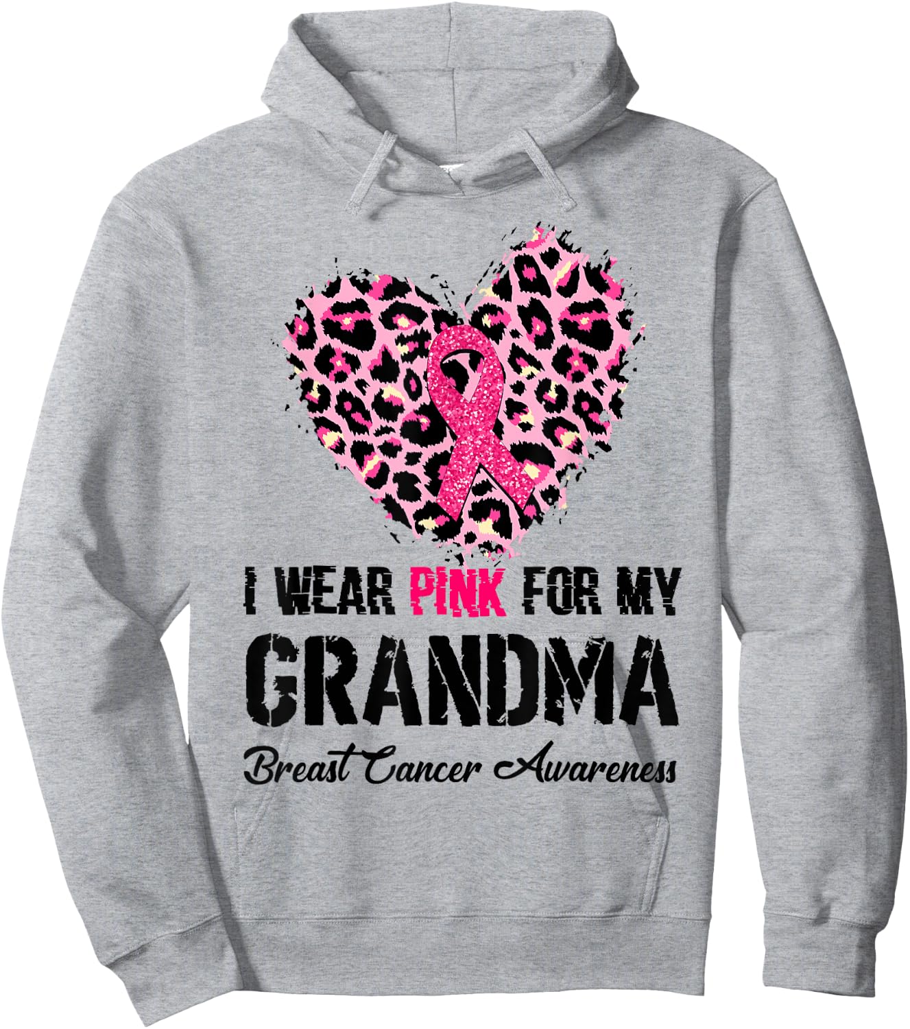 I Wear Pink For My Grandma Breast Cancer Awareness Heart Hoodie - Hoodie | Ash