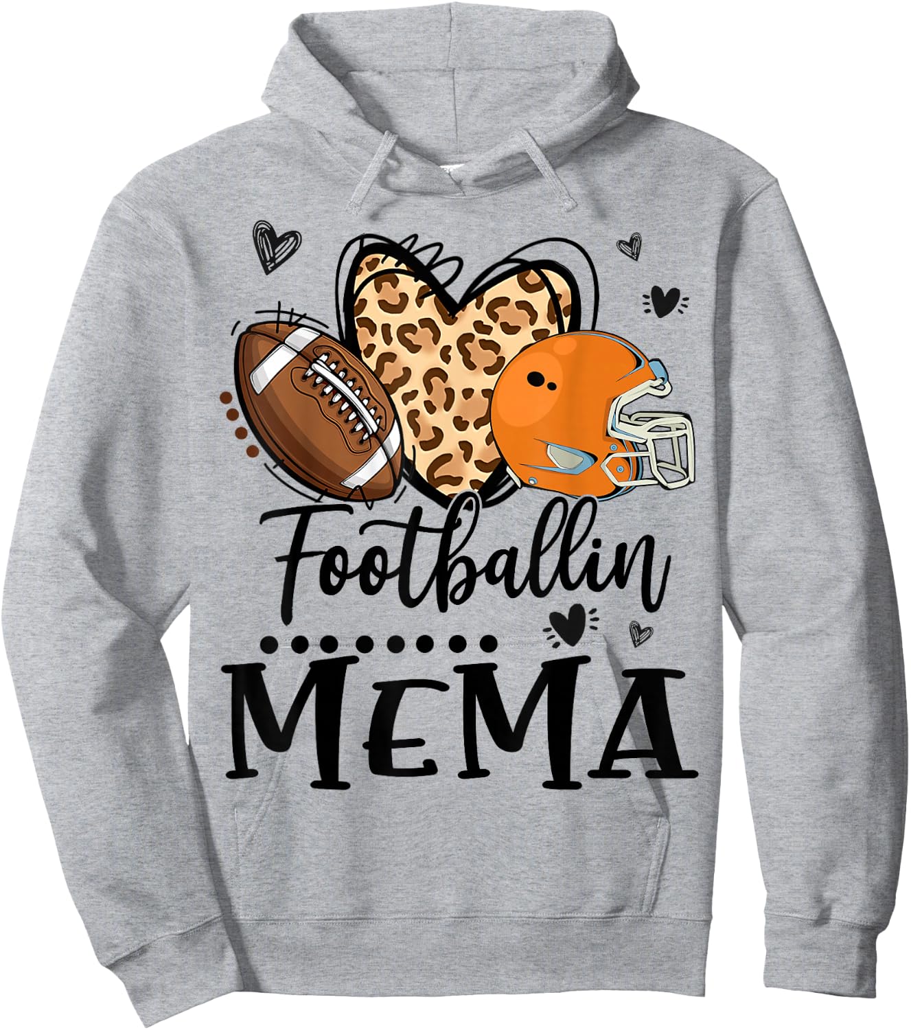Football Mema Football Player Leopard Pattern Football Hoodie - Hoodie | Ash