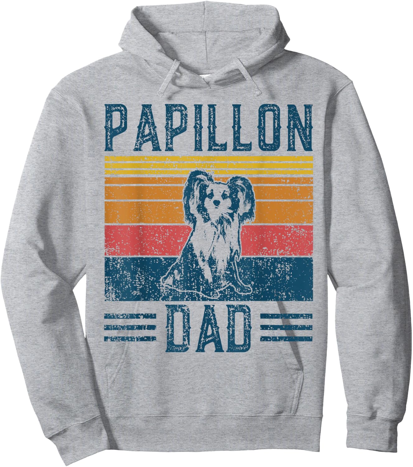 Dog Papillon Dad - Vintage Papillon Dad Hoodie - Hoodie | Ash