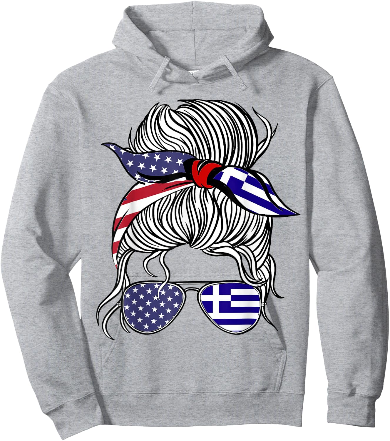 American Greek Patriot Flag Women Girl Greece Grown Hoodie - Hoodie | Ash