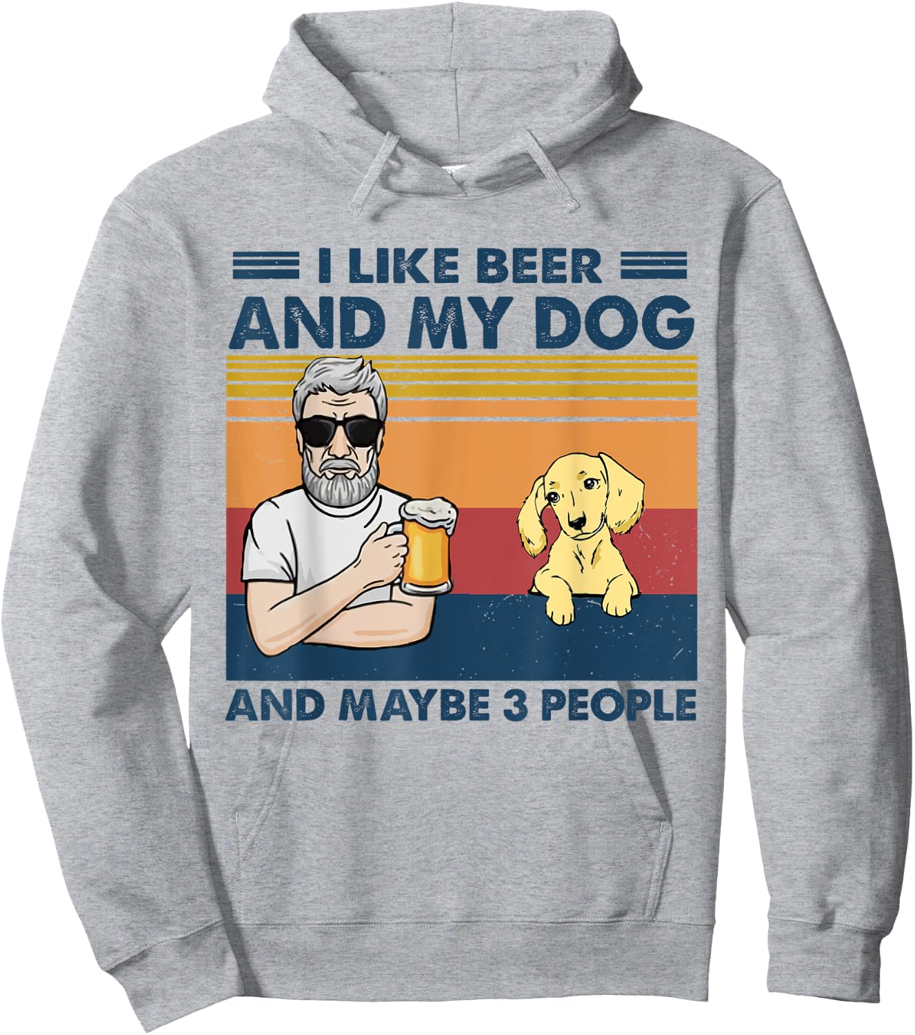 I Like Beer My Dog And Maybe 3 People Cream Dachshund Lover Hoodie - Hoodie | Ash