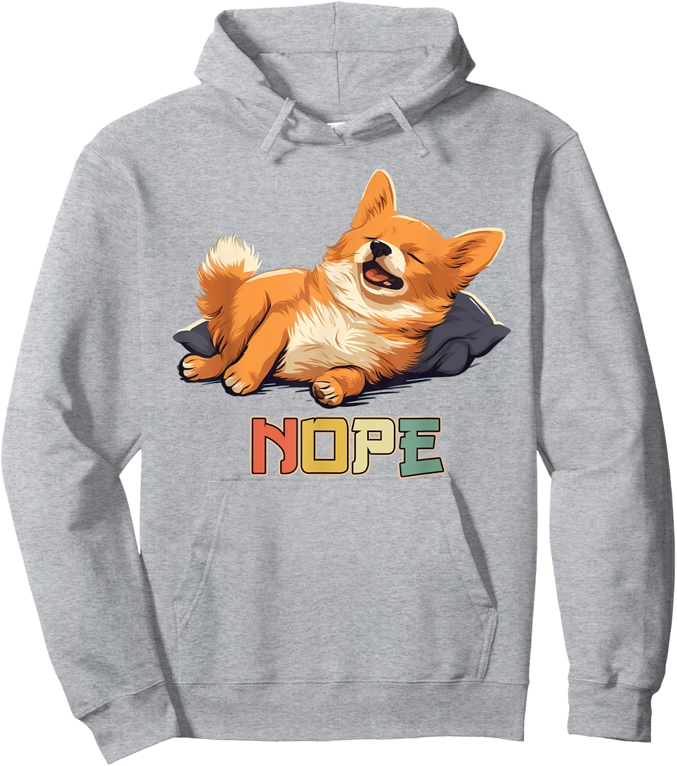 Lazy Pomchi Dog Nope Hoodie - Hoodie | Ash