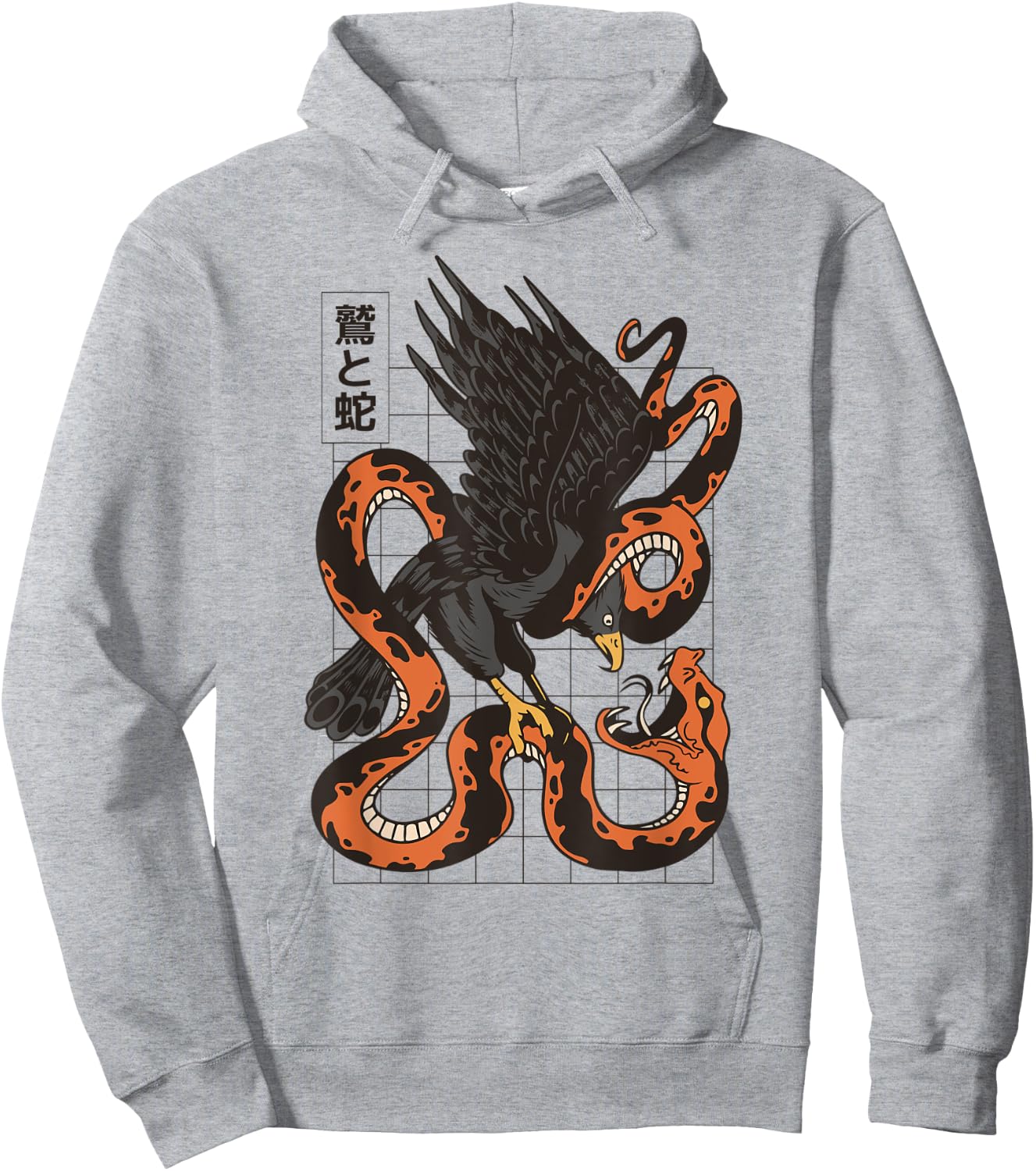 Eagle Fighting Snake Japanese Vaporwave Asian Inspired Hoodie - Hoodie | Ash