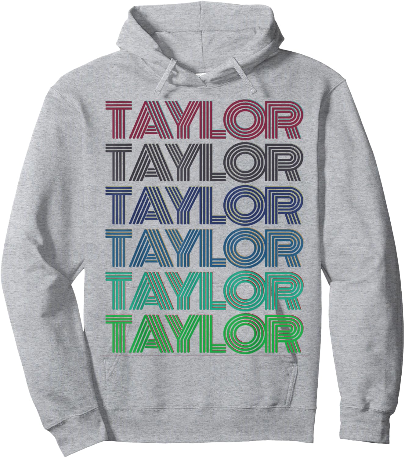 Girl Retro Taylor First Name Personalized Groovy 80's Pink Hoodie - Hoodie | Ash