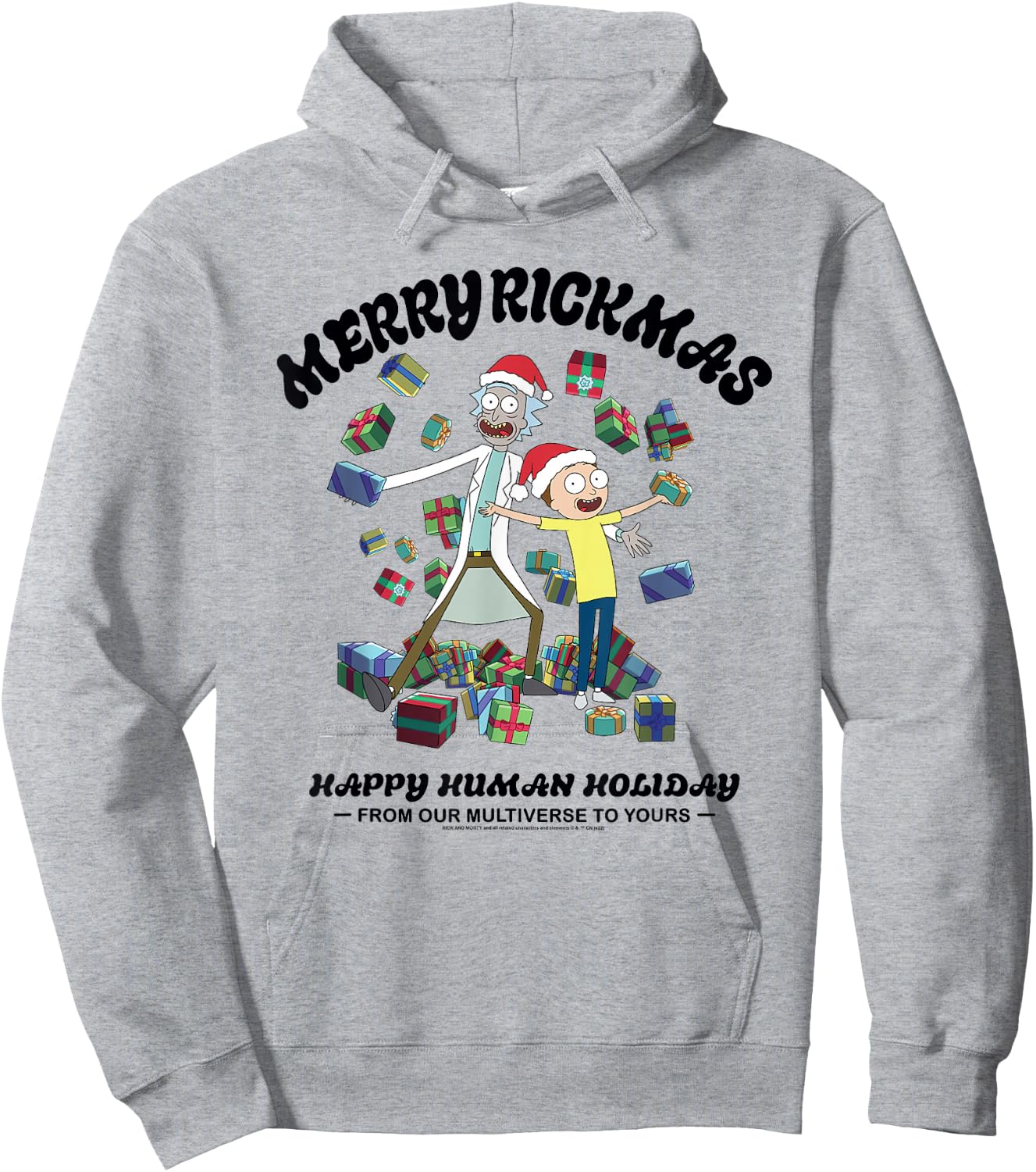 Rick and Morty Christmas Merry Rickmas Light Hoodie - Hoodie | Ash