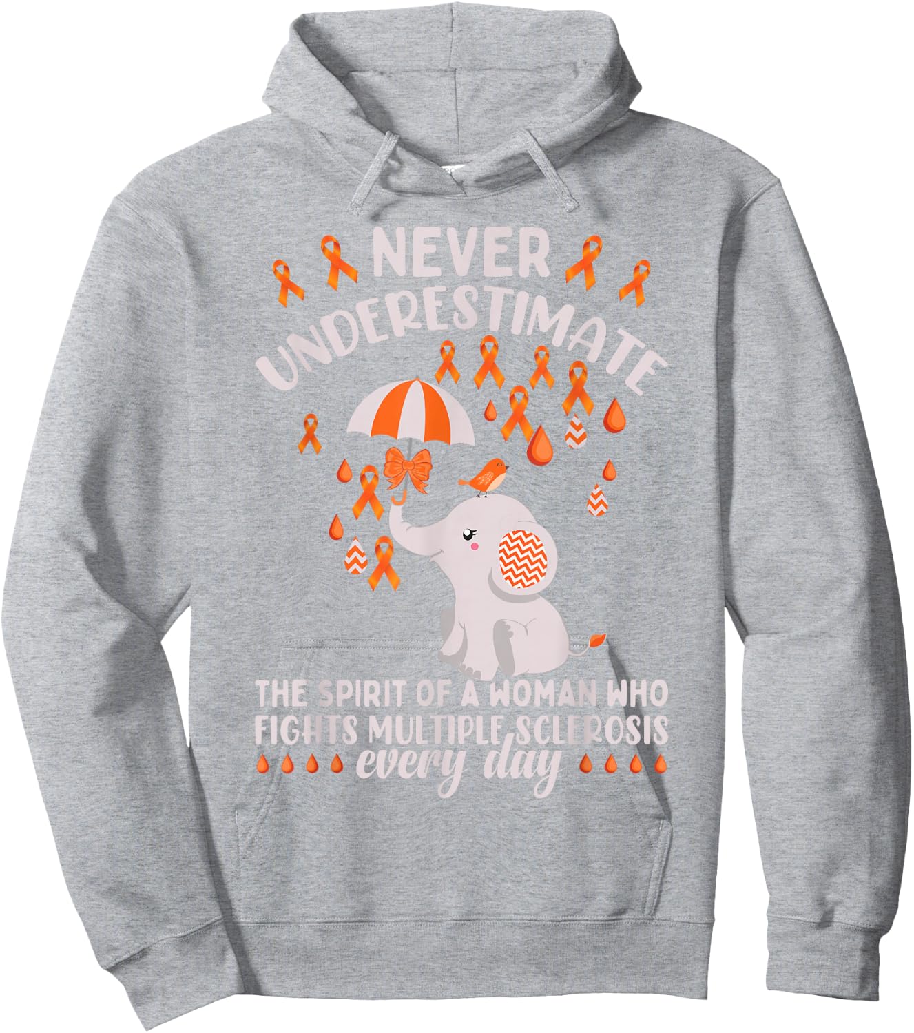 Multiple Sclerosis Awareness Month Cute MS Elephant Hoodie - Hoodie | Ash