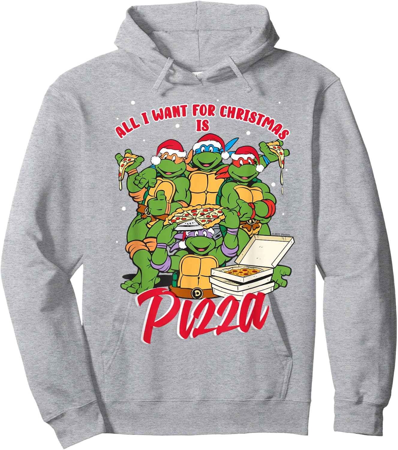 Teenage Mutant Ninja Turtles Christmas Pizza Hoodie - Hoodie | Ash