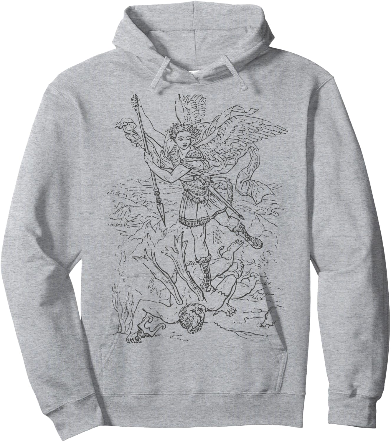 St Saint Michael the Archangel Catholic Angel Warrior Hoodie - Hoodie | Ash