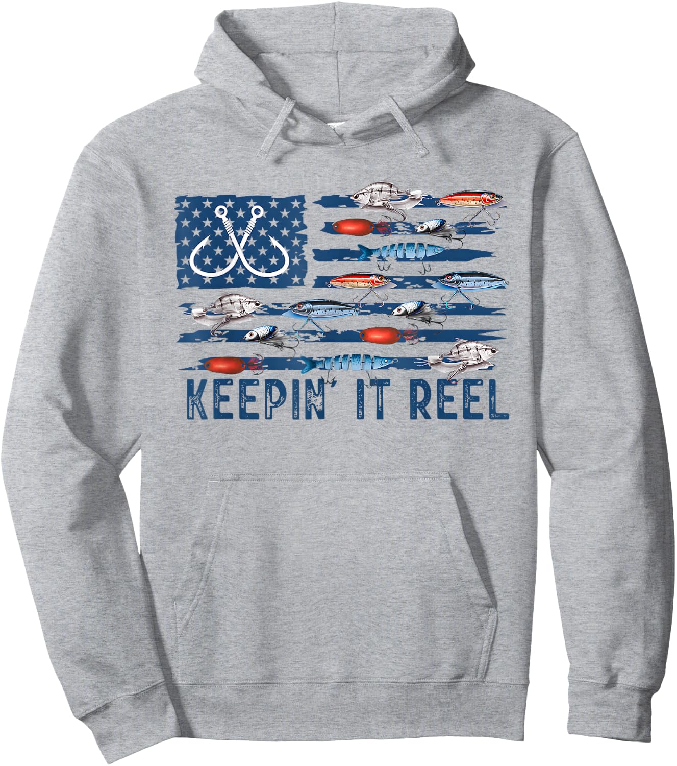 Keepin' It Reel Fishing Lure Flag Fisherman Bass Fishing Hoodie - Hoodie | Ash