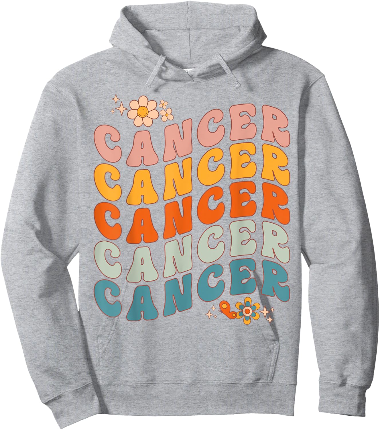 Cancer Groovy Retro Women Girls Birthday Zodiac Sign Hoodie - Hoodie | Ash