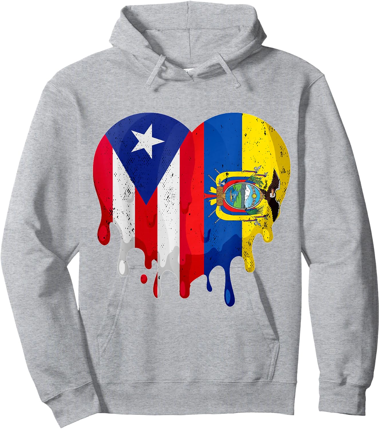 Puerto Rico Ecuador Flag Heart Citizen Grown Patriot Country Hoodie - Hoodie | Ash