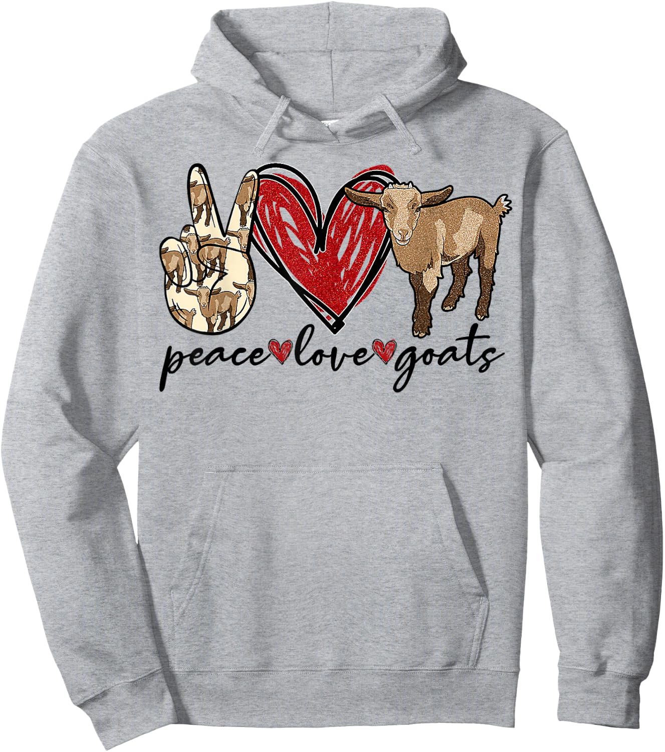 Peace Love Goats Farmer Goat Animal Lover Hoodie - Hoodie | Ash