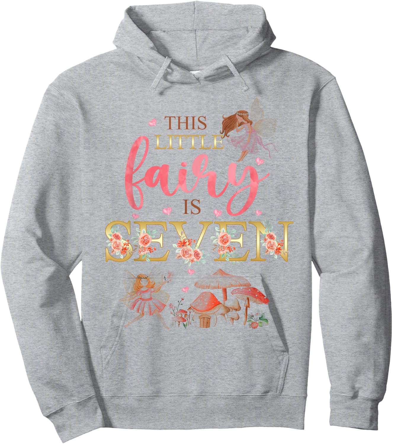 Wildflower Garden Fairy Floral 7th Birthday Shirt Girl Hoodie - Hoodie | Ash