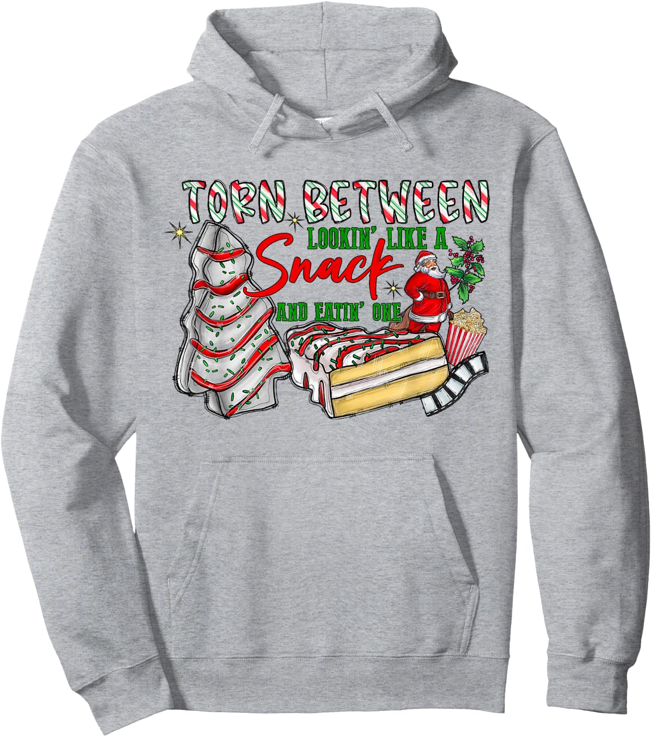 Torn Between Looking Like A Snack Eating One Christmas Tree Hoodie - Hoodie | Ash