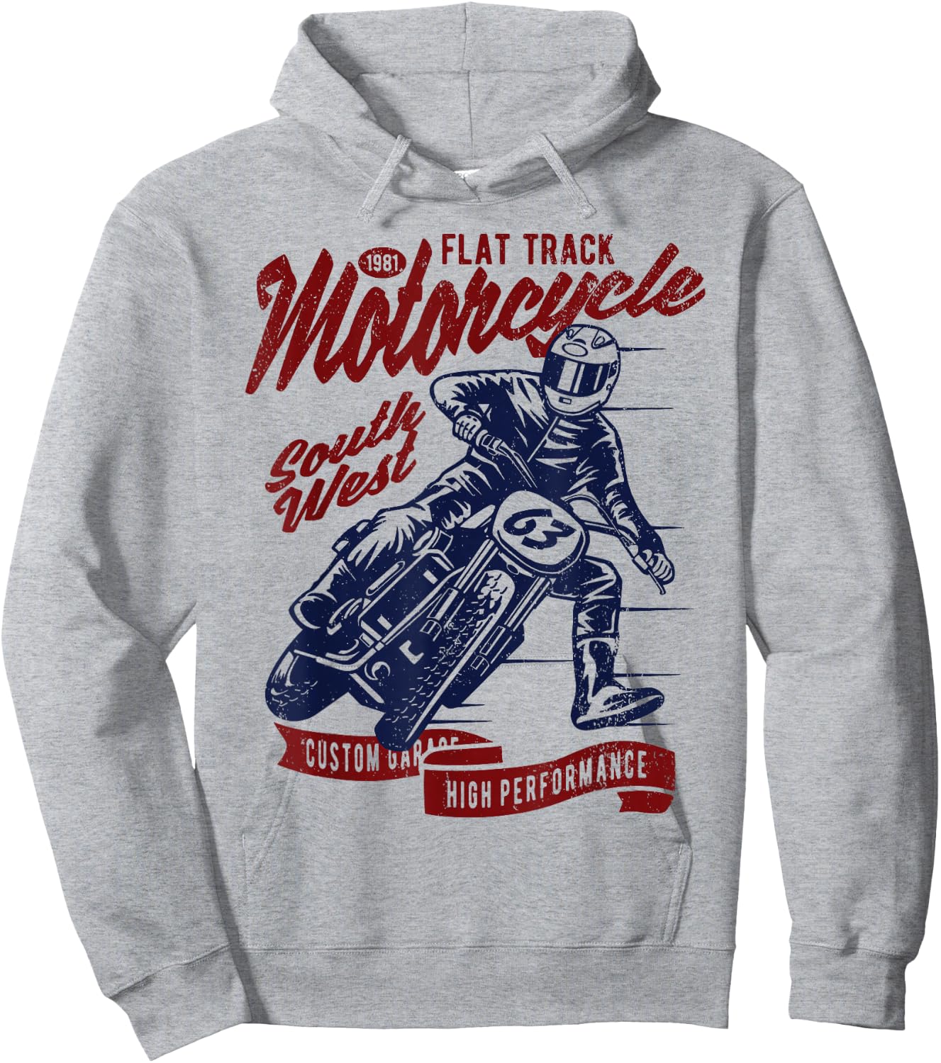Flat Track Motorcycle Vintage Style Retro Race Design Hoodie - Hoodie | Ash