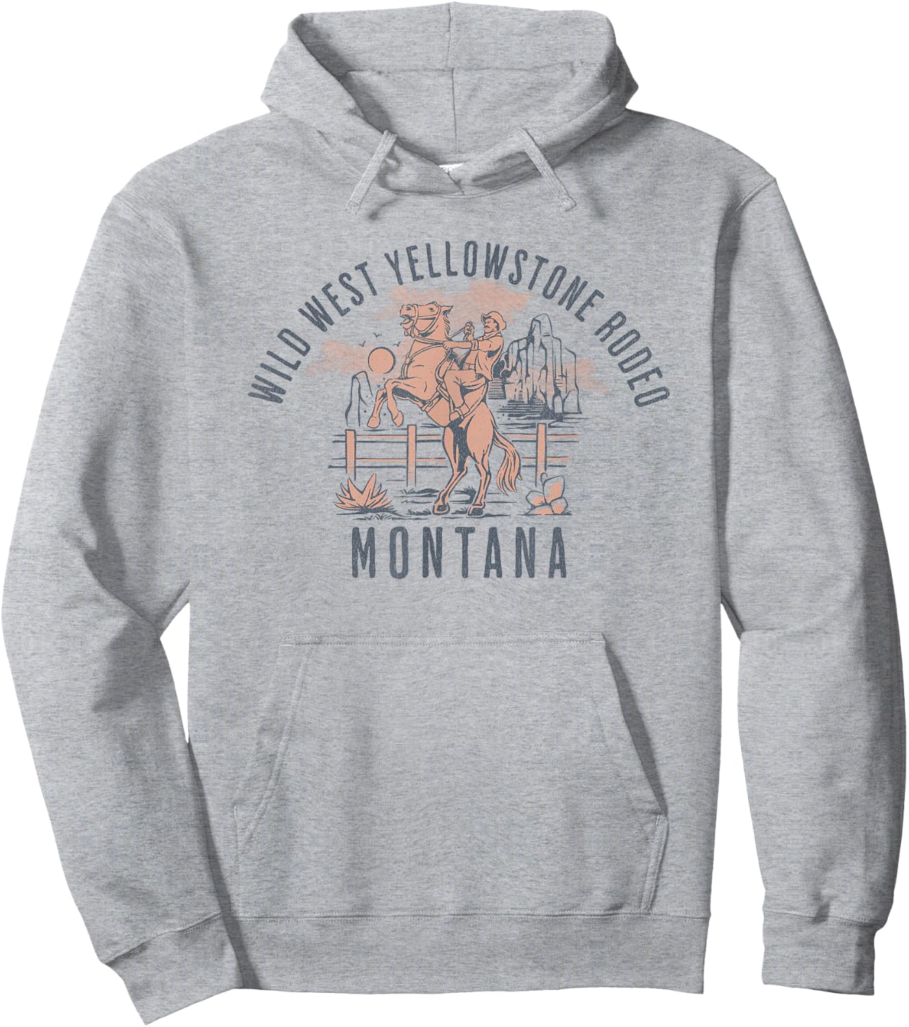 Wild West Yellowstone Rodeo Montana Cowboy and Horse Hoodie - Hoodie | Ash