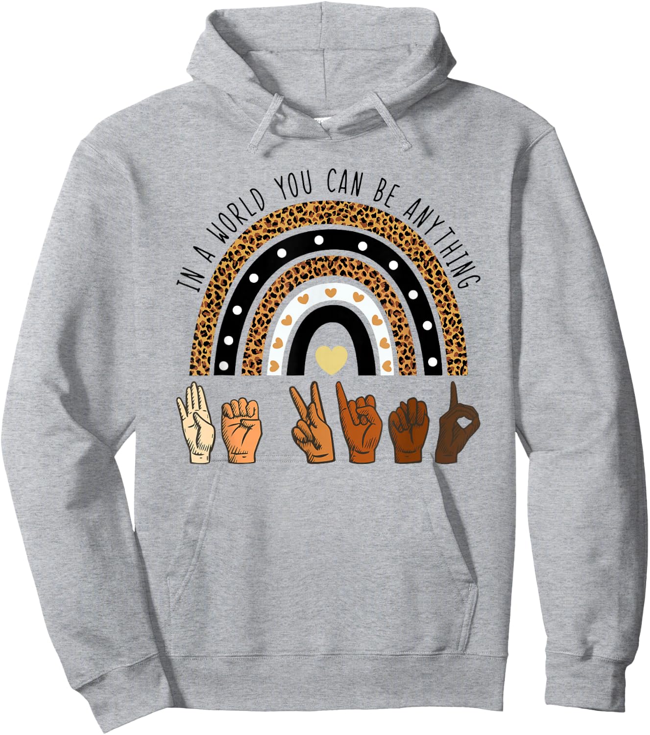 Rainbow Be Kind Sign Language We Wear Orange for Unity Day Hoodie - Hoodie | Ash