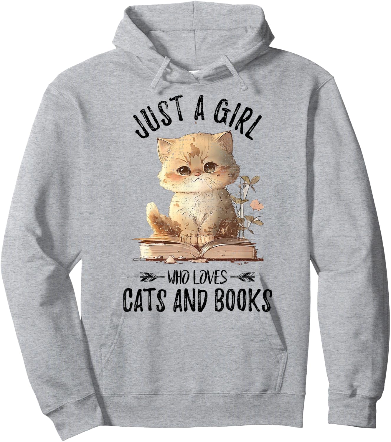 Just A Girl Who Loves Cats And Books, Kitties Pet Art Lover Hoodie - Hoodie | Ash