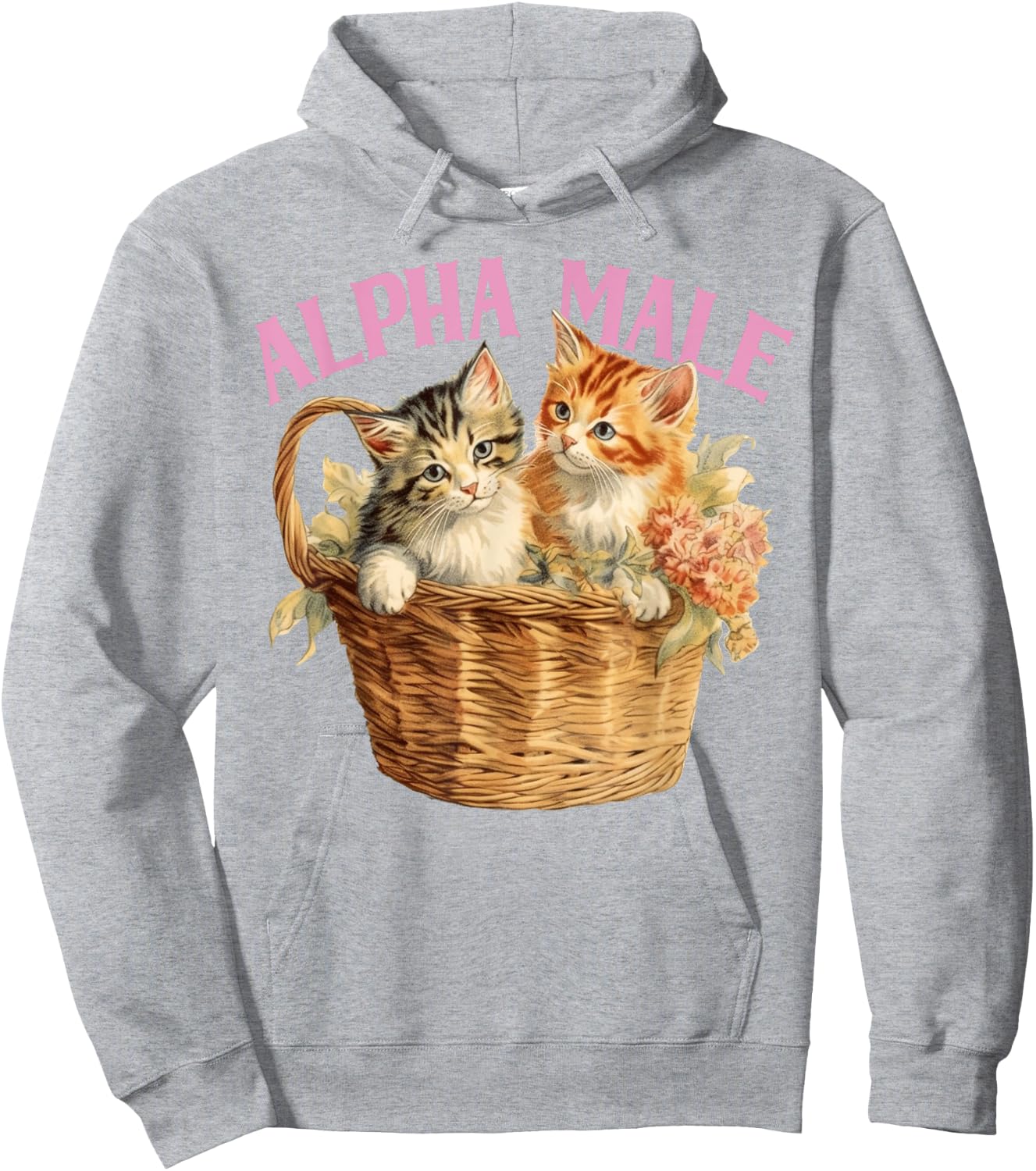 Alpha Cat Male Ironic Funny Kitten Weird Y2K Humor Kittens Hoodie - Hoodie | Ash
