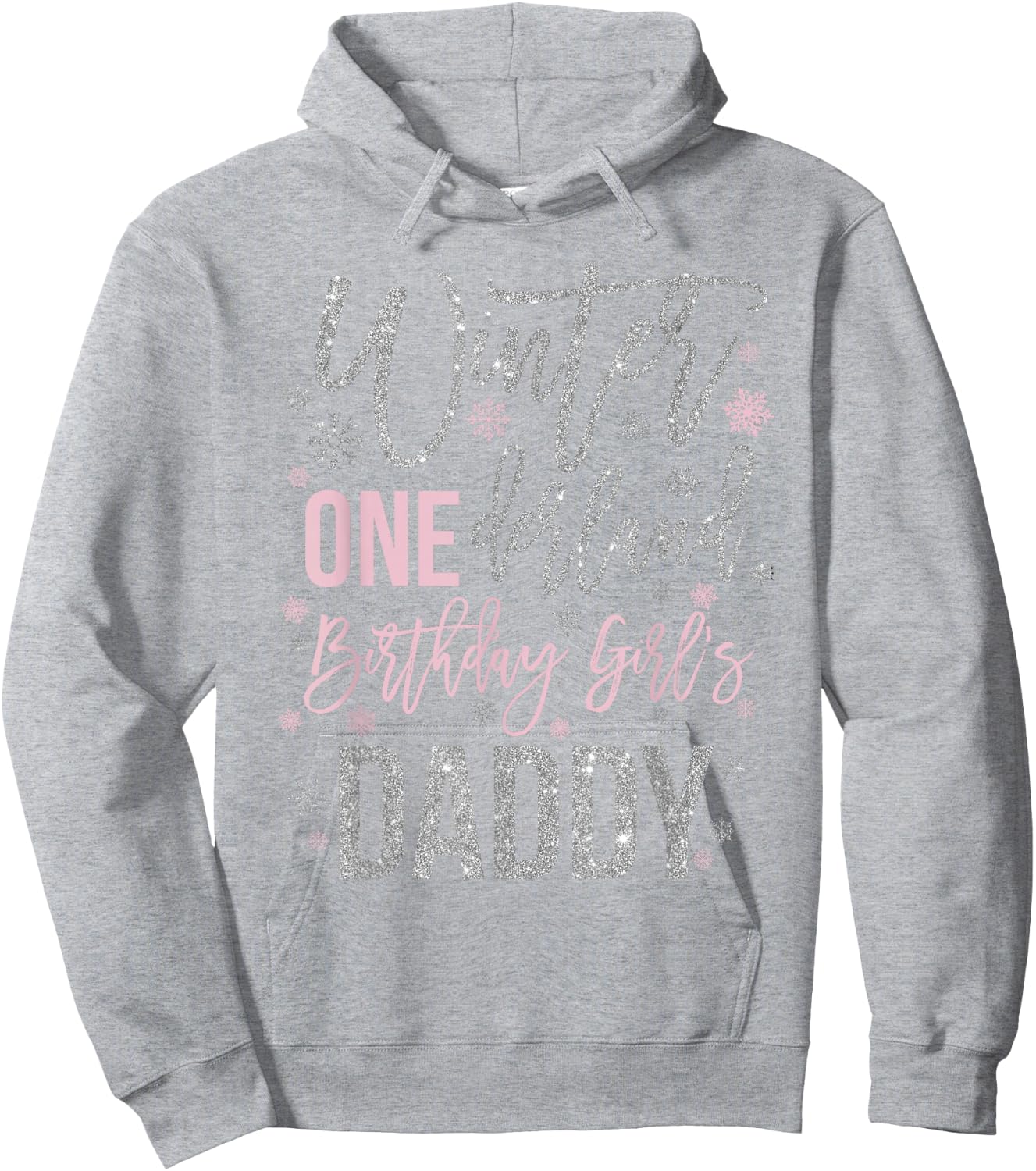 Daddy Pink Winter Onederland 1st Birthday Snowflake Matching Hoodie - Hoodie | Ash