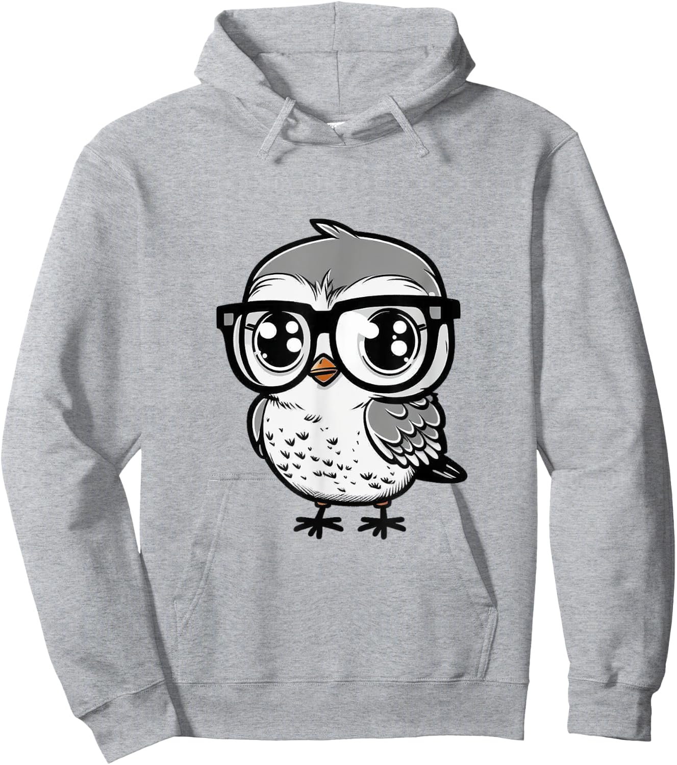 Nerdy Birdy Kawaii Cute Happy Bird with Glasses Animal Hoodie - Hoodie | Ash