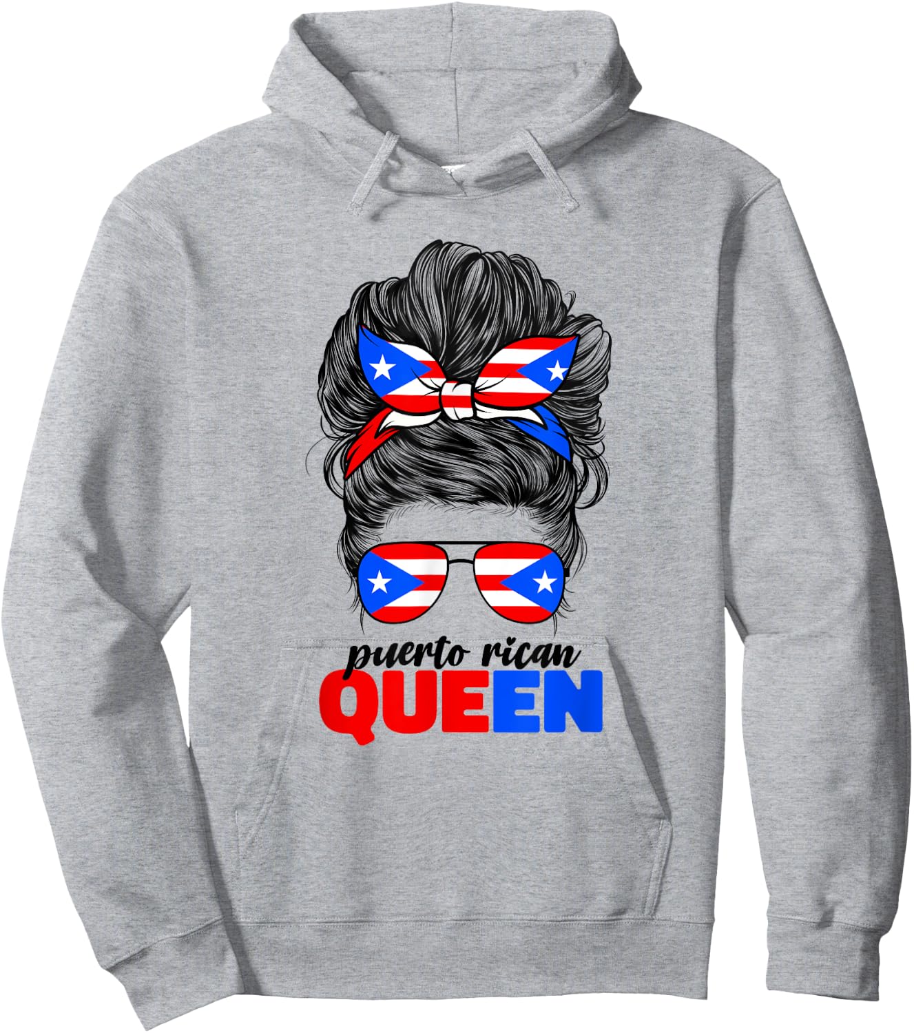 Puerto Rican Queen Boricua Puerto Rico PR Flag Hoodie - Hoodie | Ash
